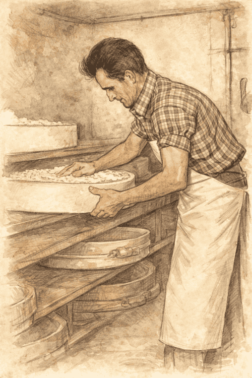 Statue du fromager en cours de réalisation par l'artiste d'Ornans Gustave Lafond