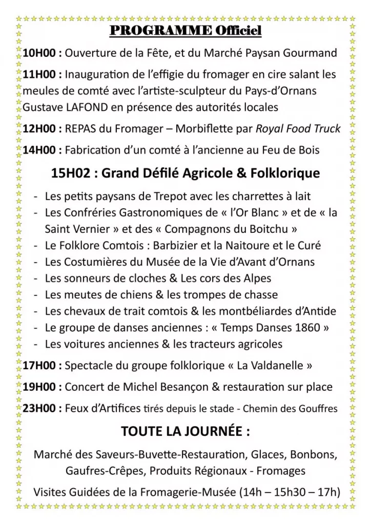 Programme officiel à jour