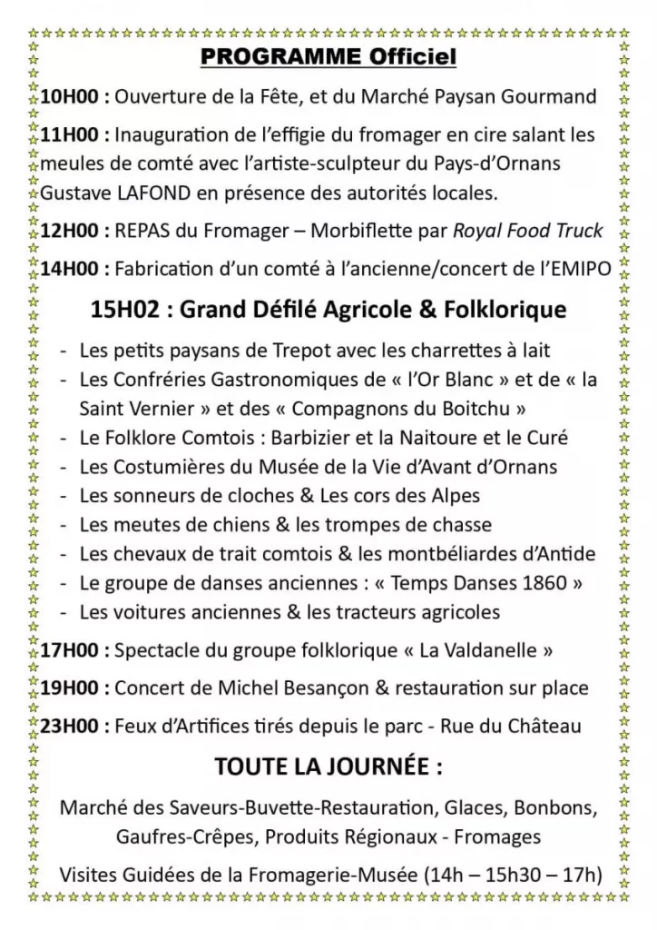 Programme officiel fete des fromages 2026