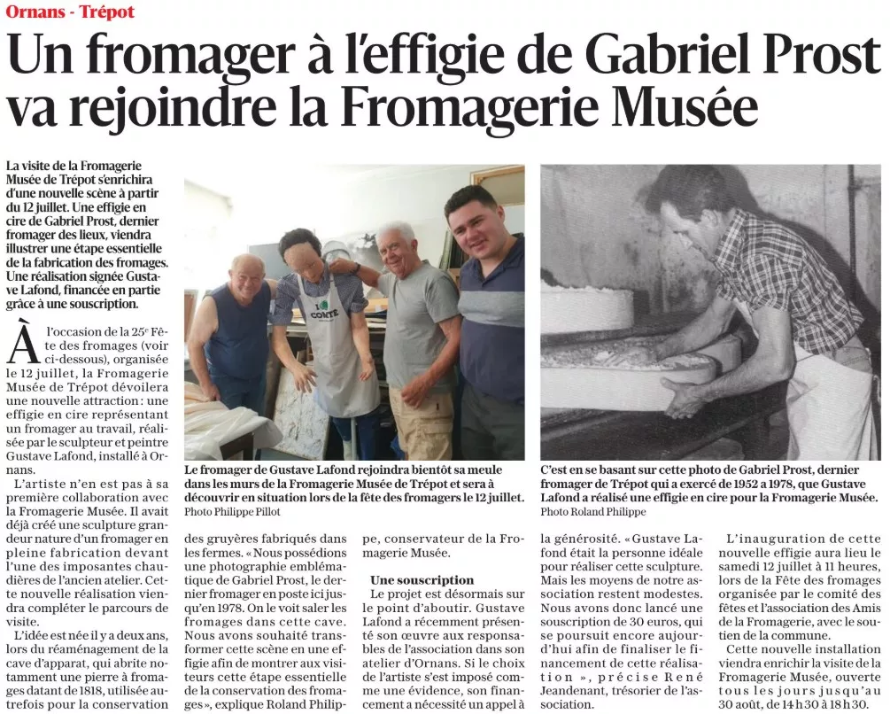 Article Est Républicain du 30 06 2026 sur l'effigie de Gabriel Prost